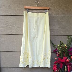 Together Cotton Sequin Applique Cutout Embroidered Midi Circle Skirt Yellow 12